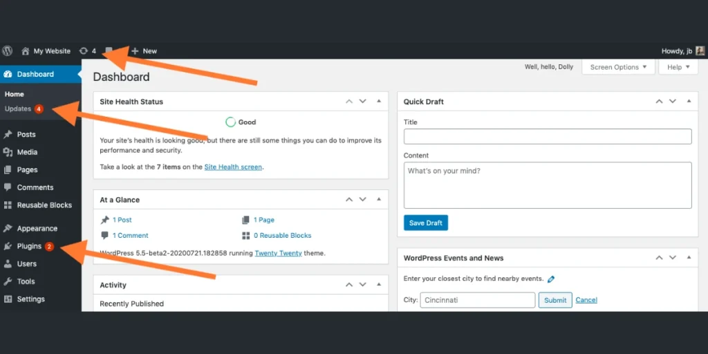 Keep WordPress Core, Themes, and Plugins Updated