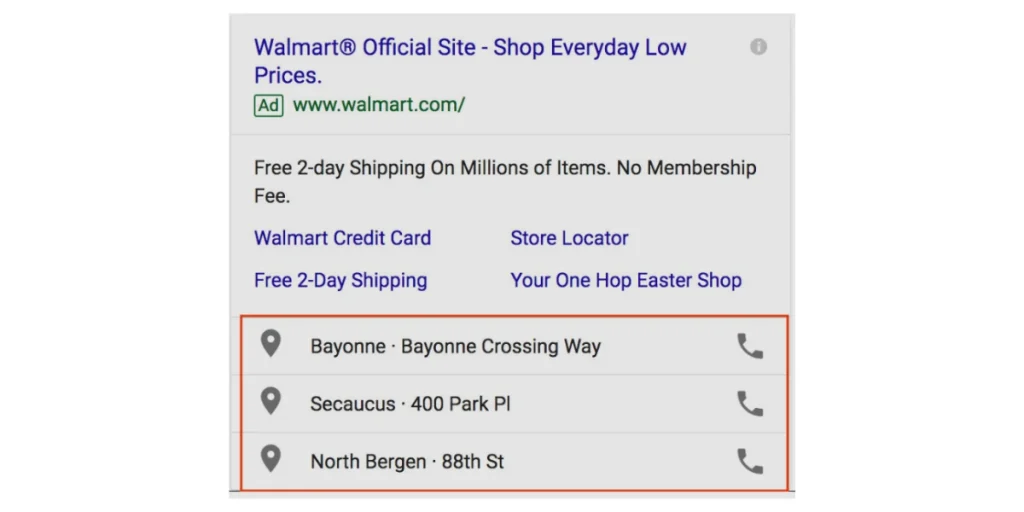 Ads Snippet appearence due to ad extensions.