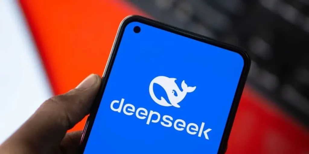A mobile screen with DeepSeek Logo on it